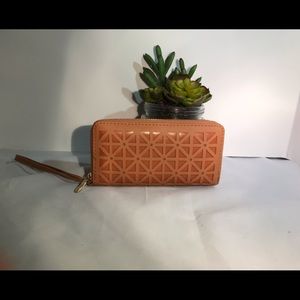 Cognac Colored Lattice Wallet Clutch